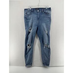 Judy Blue Womens Skinny Fit Jeans Distressed Stretch Size 15 High Waist